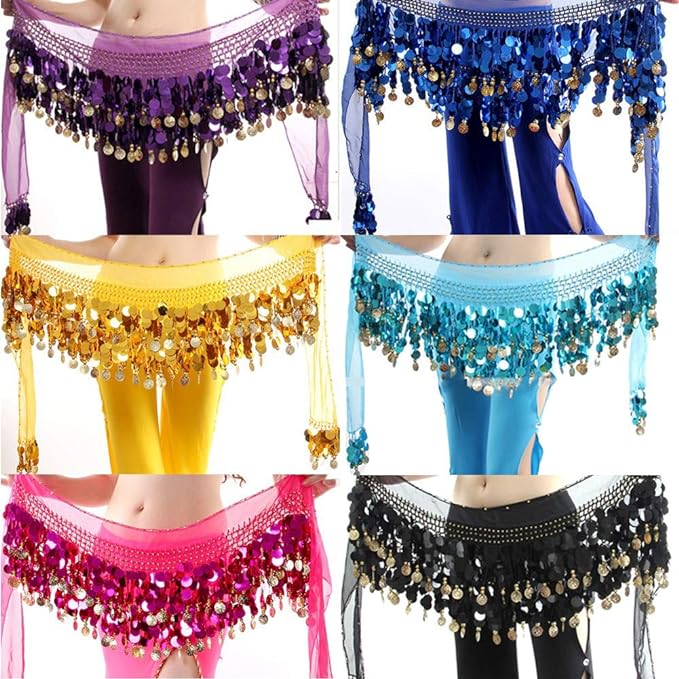 Belly Dance Hip Scarf Sequins and Coins