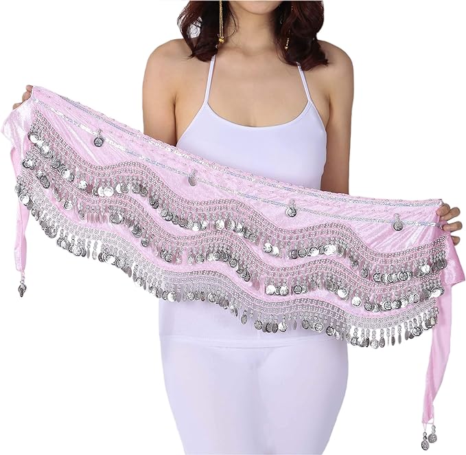 Belly Dance Hip Scarf Tribal Belt 248 Silver Coins