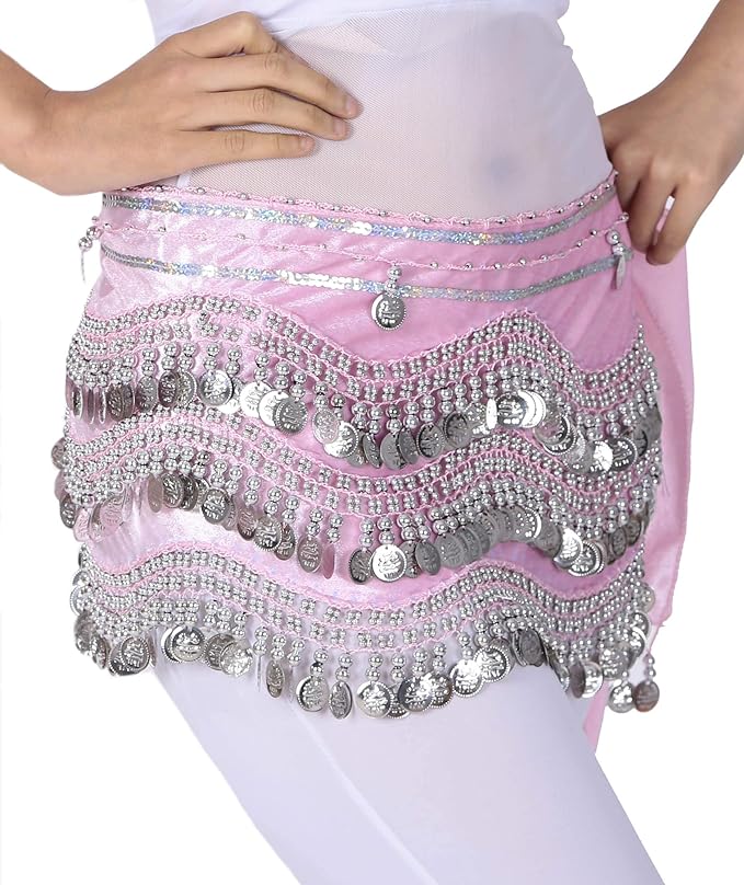 Belly Dance Hip Scarf Tribal Belt 248 Silver Coins