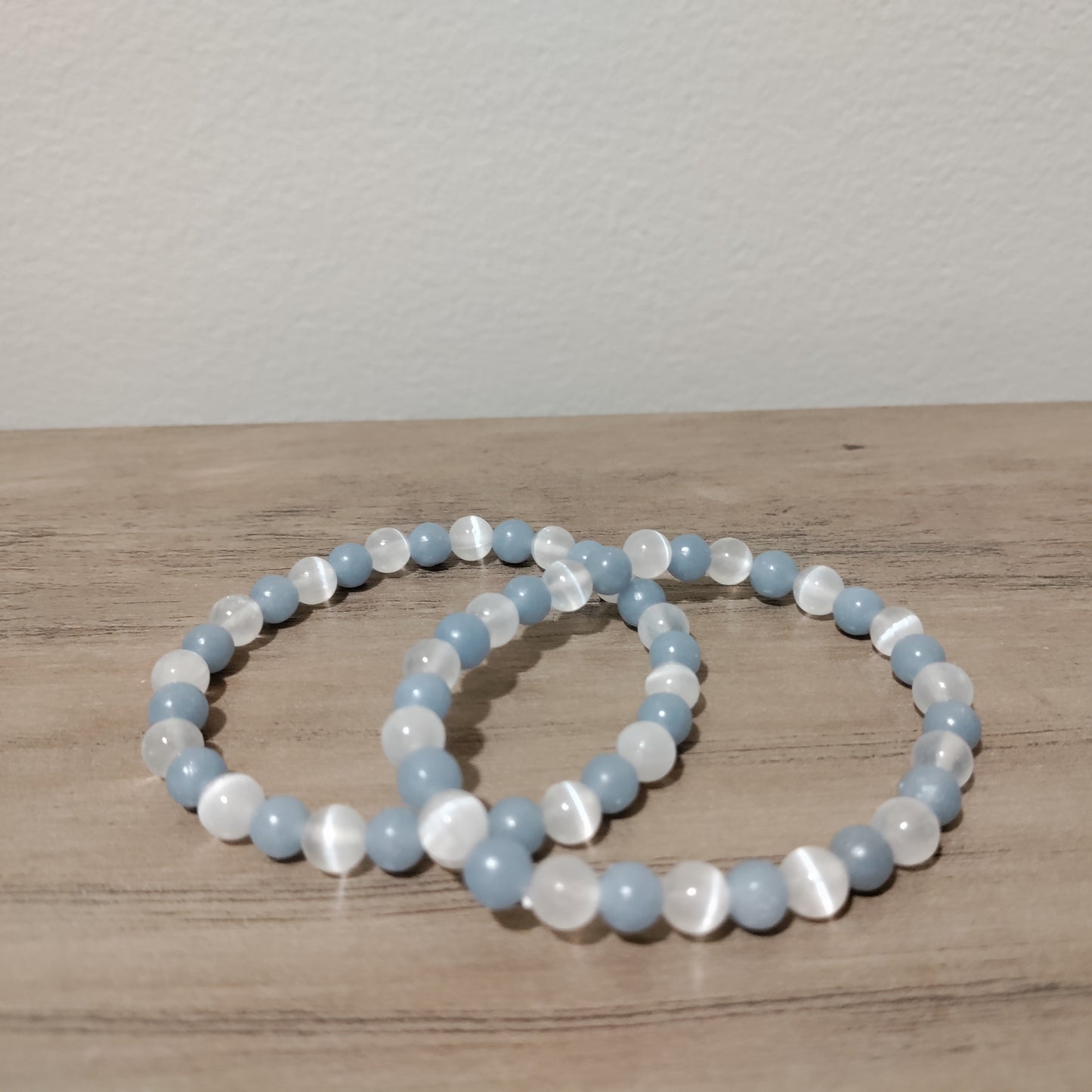 Selenite and Angelite Bracelet (6 mm)
