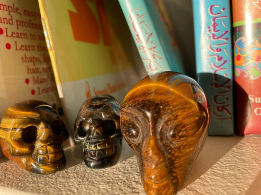 Tiger’s Eye Alien Skulls