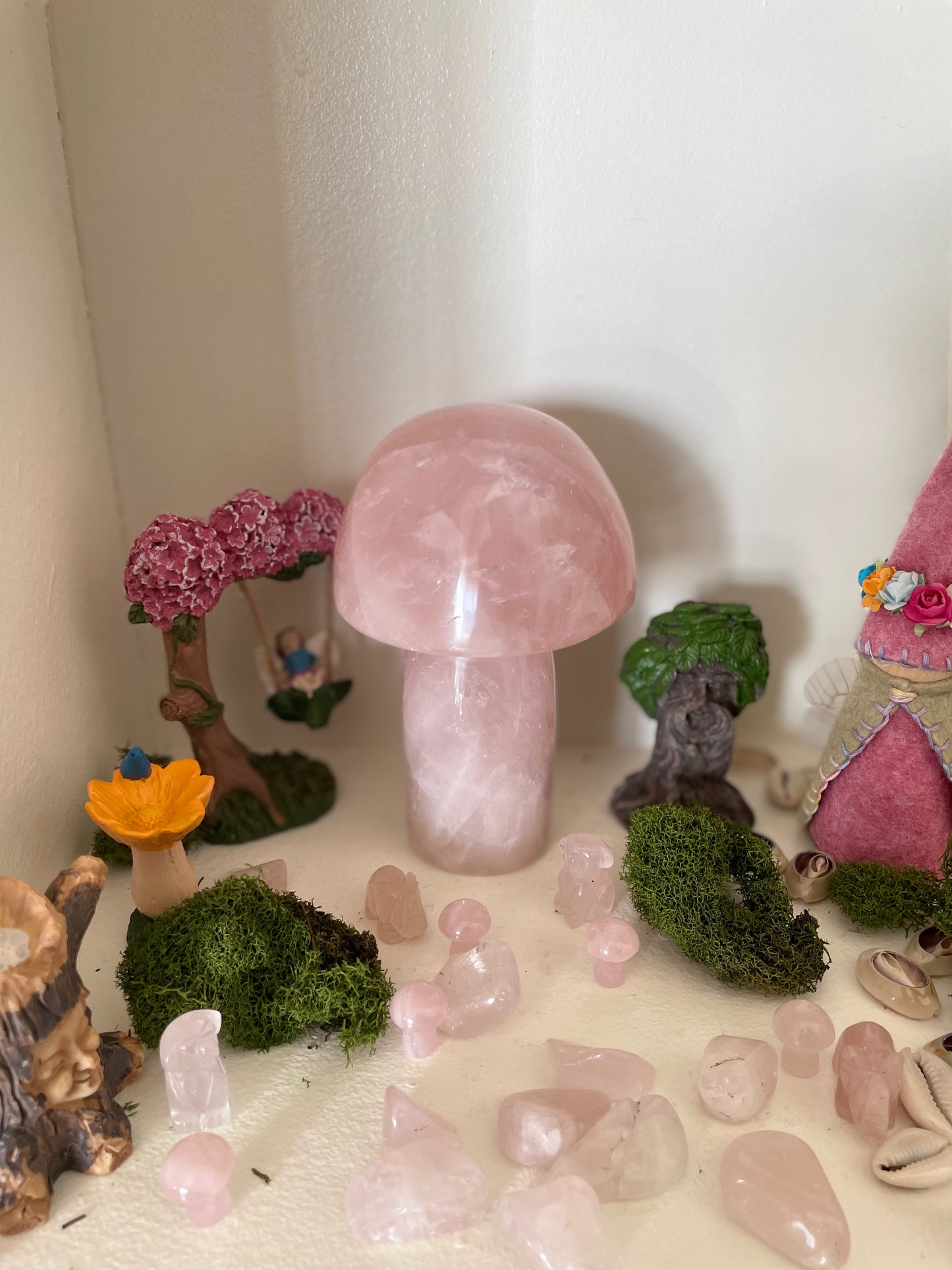 Rose Quartz Mushroom, 8 inches