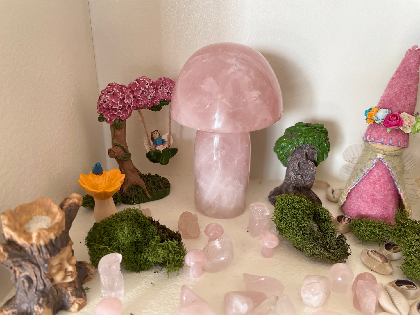 Rose Quartz Mushroom, 8 inches