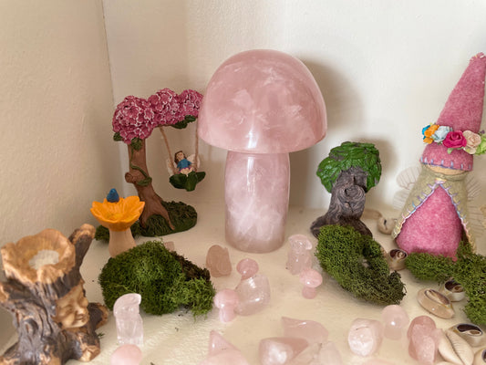 Rose Quartz Mushroom, 8 inches