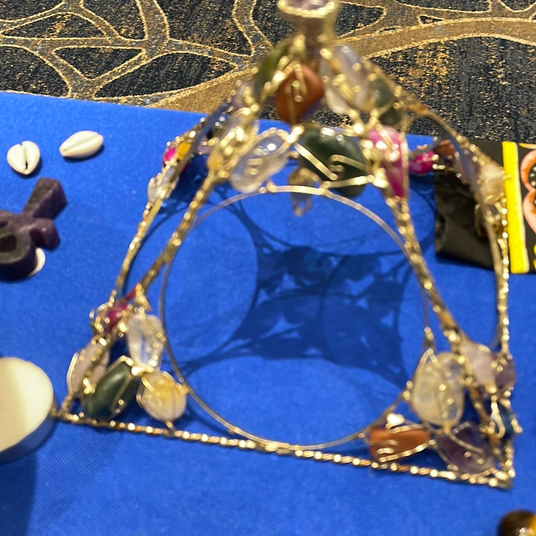 Goldtone Crystal Pyramid