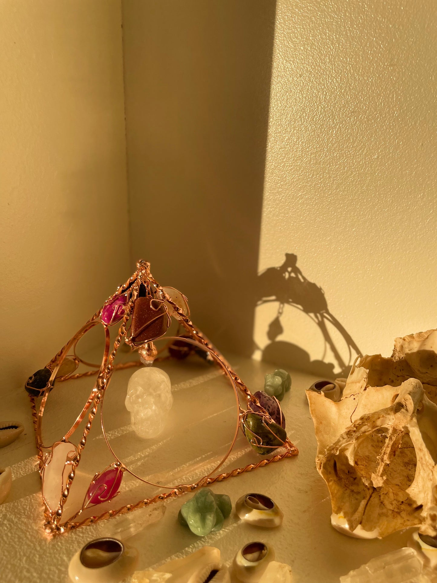 Goldtone Crystal Pyramid