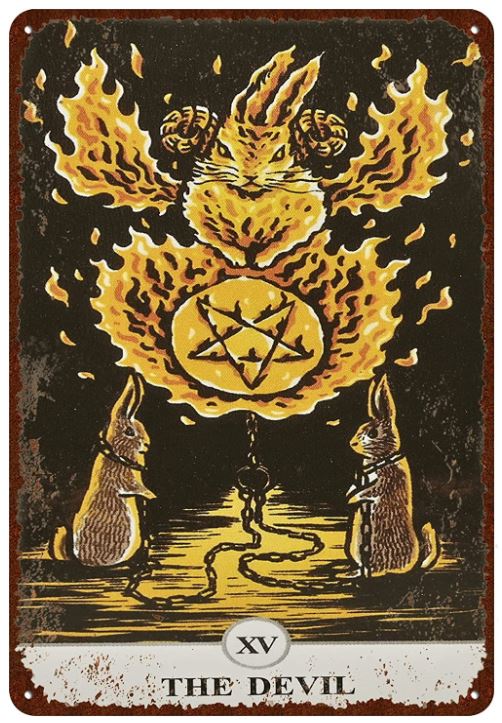 Vintage Metal Rabbit Tarot Card Sign