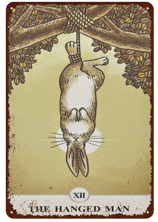 Vintage Metal Rabbit Tarot Card Sign