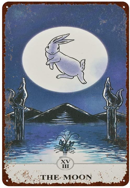Vintage Metal Rabbit Tarot Card Sign