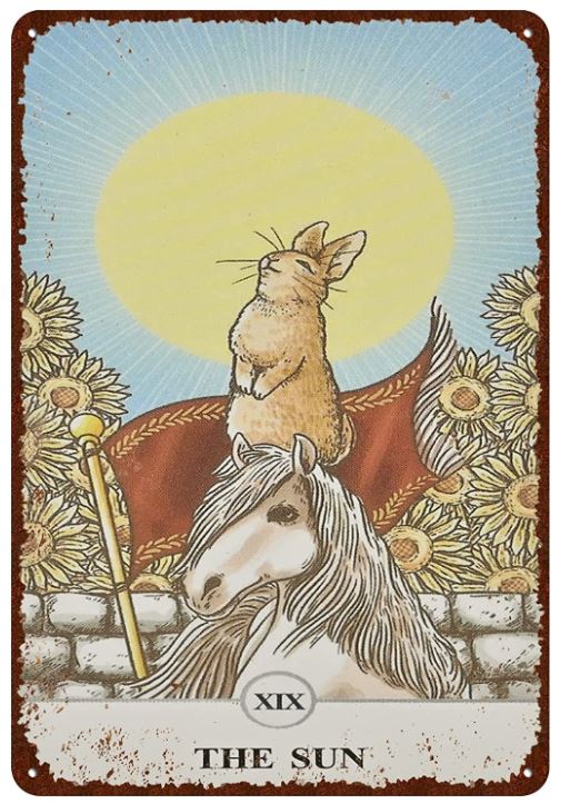 Vintage Metal Rabbit Tarot Card Sign