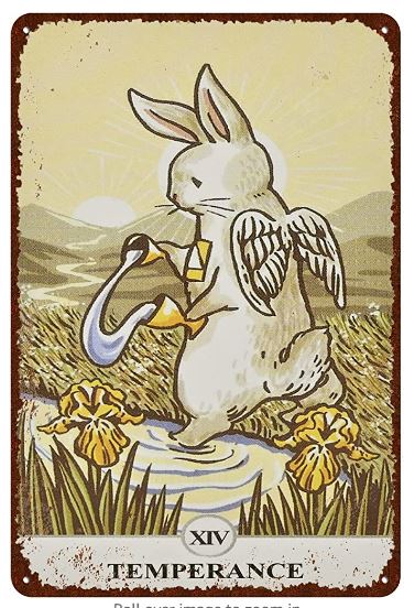 Vintage Metal Rabbit Tarot Card Sign