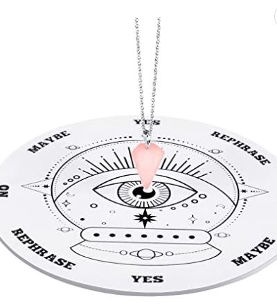 White Pendulum Board with Rose Quartz Pendulum