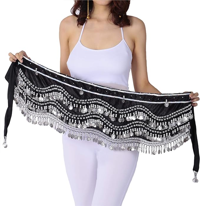 Belly Dance Hip Scarf Tribal Belt 248 Silver Coins
