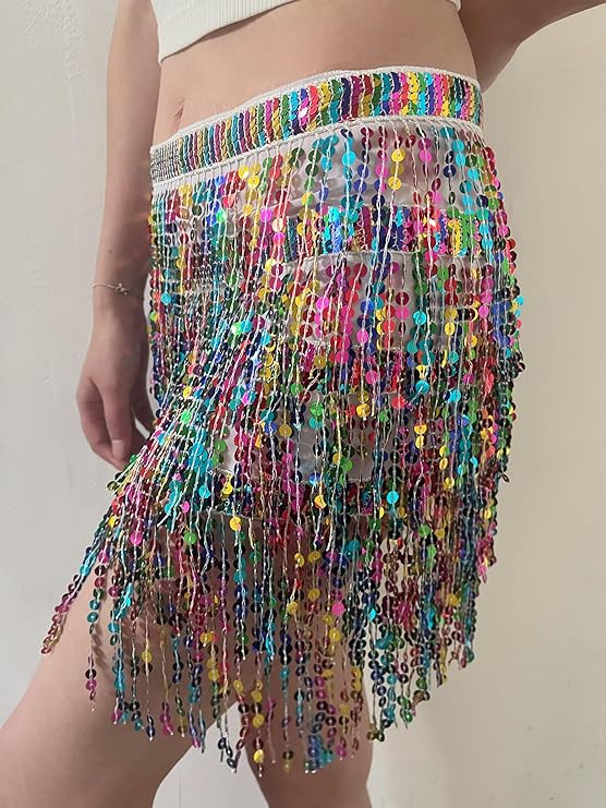 Belly Dance Hip Scarf Sequin Tassel Skirt Wrap