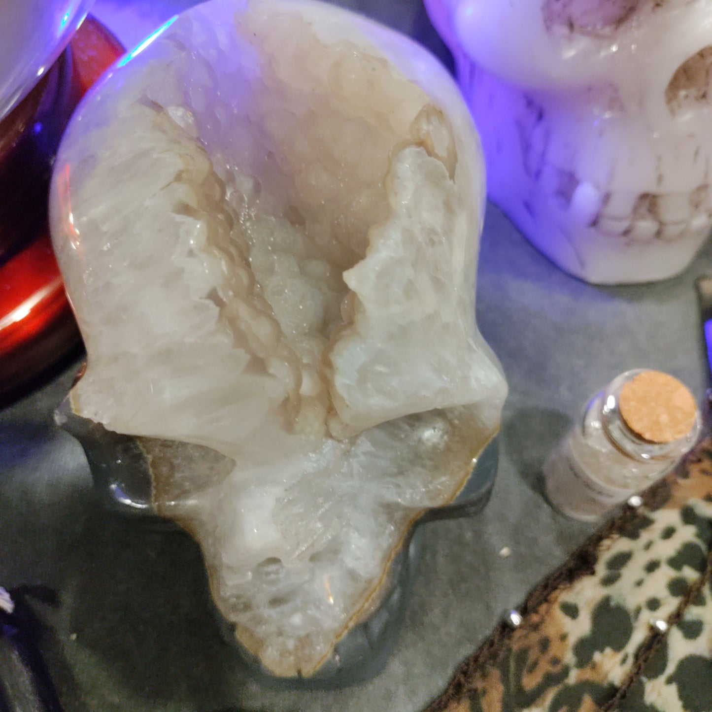 Grey and White Agate Skull