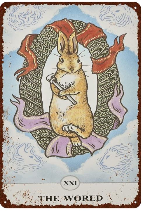 Vintage Metal Rabbit Tarot Card Sign