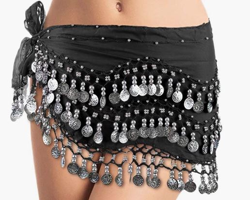 Vogue Style Chiffon Dangling Coins Belly Dance Hip Scarf