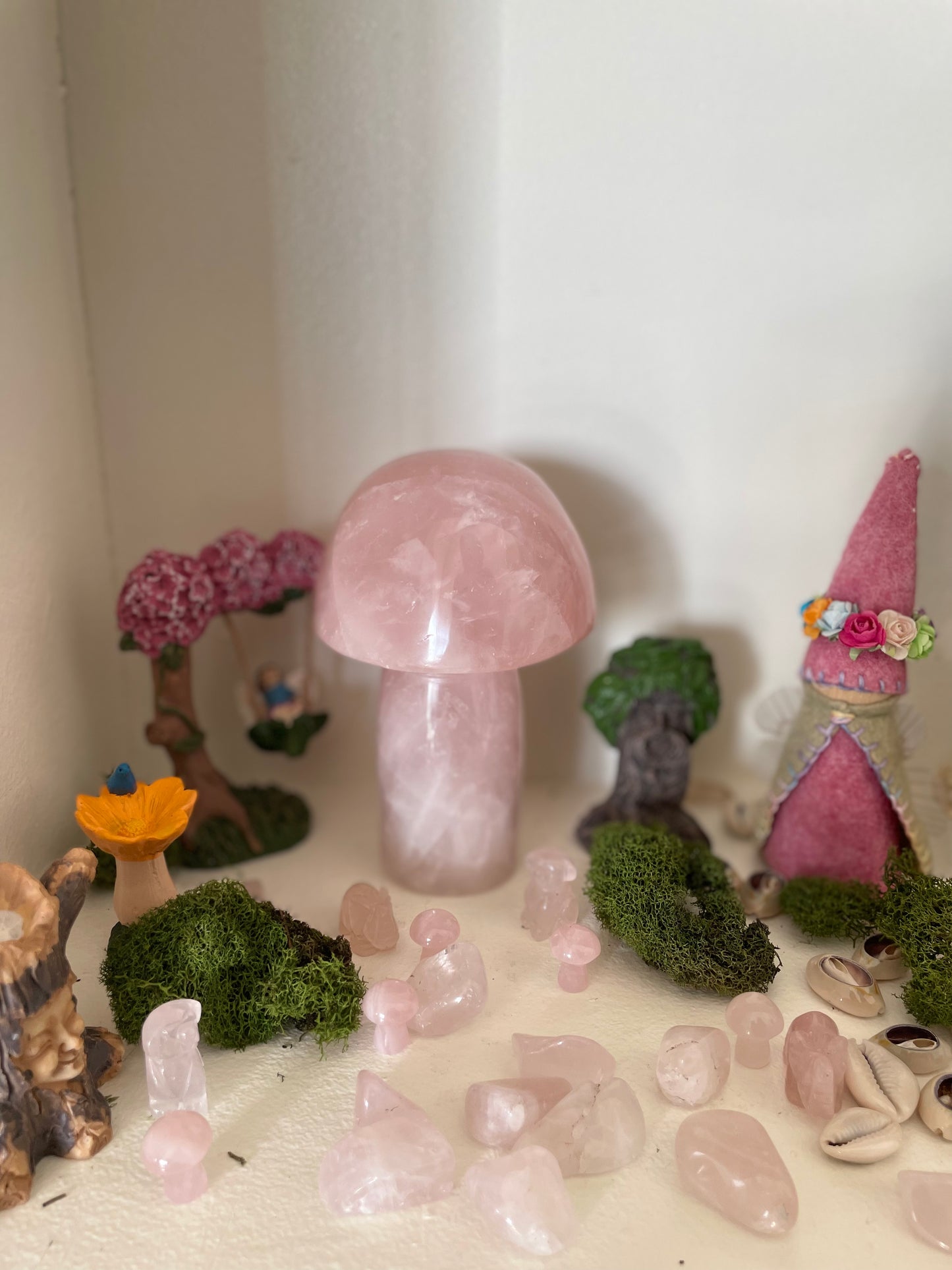 Rose Quartz Mushroom, 8 inches