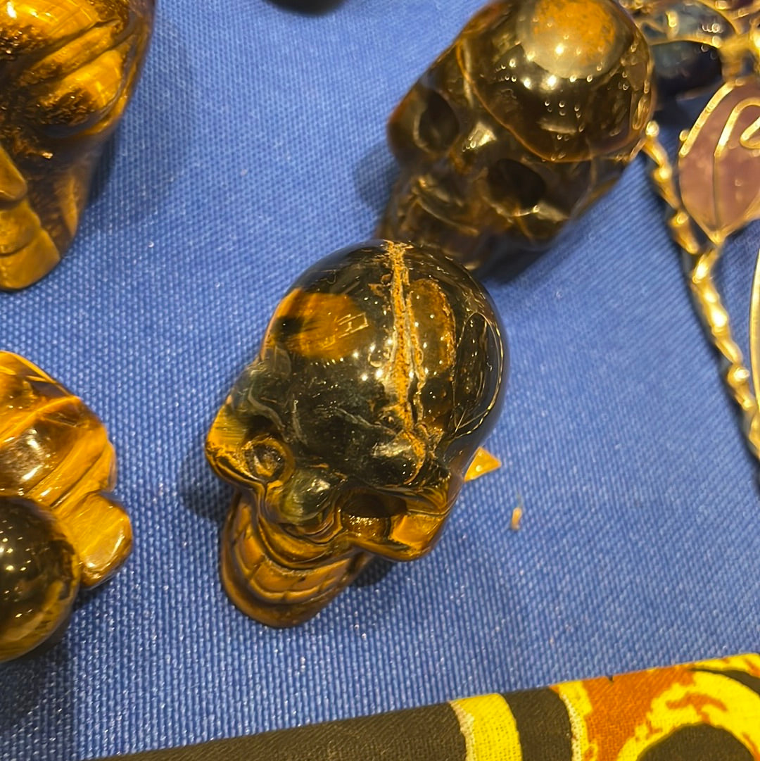 Miniature Tiger’s Eye Skulls