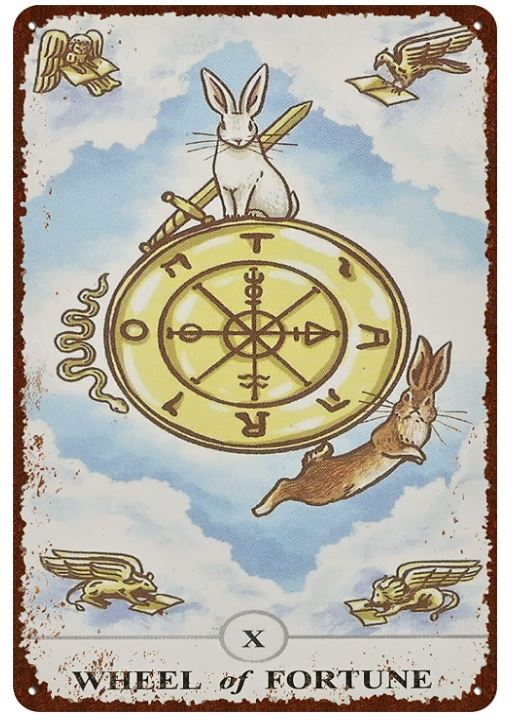 Vintage Metal Rabbit Tarot Card Sign